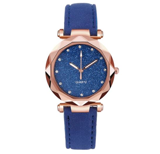 Vrouwen horloge "lederen polsband met glinsterd horloge"