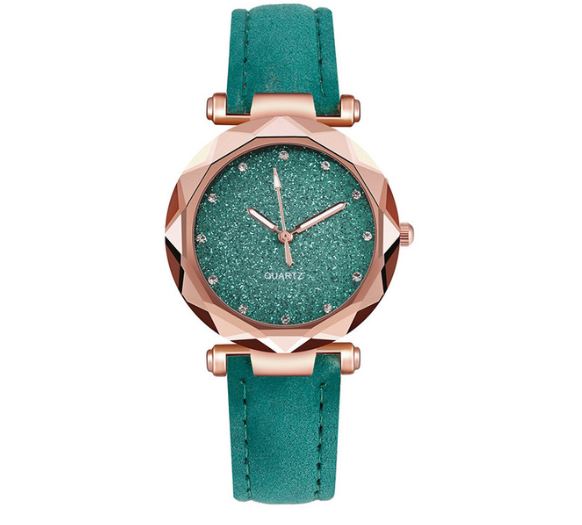 Vrouwen horloge "lederen polsband met glinsterd horloge"