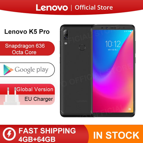 Originele Versie Lenovo K5 Pro 4GB RAM 64GB Snapdragon 636 Octa Core Vier Camera's 5.99 inch 4G LTE Smartphone