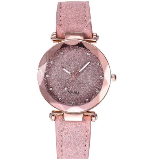 Vrouwen horloge "lederen polsband met glinsterd horloge"